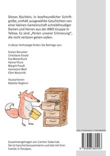 Texte betonen Geschichten einer AWO-Gruppe aus Teltow, Beiträge von verschiedenen Autoren. Illustration: Fuchs am Schrank.