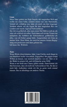 Ein Himmel mit leuchtenden Sternen, darunter Texte über Liam und Zane. Unten ein Barcode.