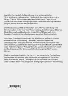 Text beschreibt die Grundlagen der Logistik im Kontext operativer Steuerbarkeit und Bedingungen dafür. Unten: Strichcode.