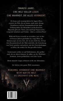Text mit Betonung: "ZWANZIG JAHRE. EINE WELT VOLLER LÜGEN. EINE WAHRHEIT, DIE ALLES VERÄNDERT." Unten futuristische Stadt.