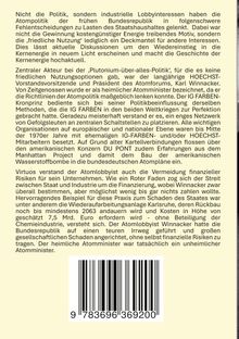 Der Text kritisiert industrielle Lobbyinteressen in der Atompolitik der BRD. Unten ist ein Strichcode mit der Zahl 9 783696 369200.