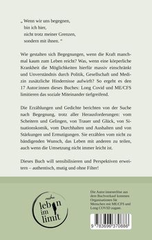 Zitat über Begegnungen mit persönlichen Grenzen. Information über ein Buch zu Long Covid und ME/CFS. Logo mit "leben im limit".