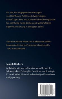 Text über Hinterfragen von Hochfinanz, Zitat von Dr. Bruno Bandulet über Jannik Beckers' Arbeit zum Gold.