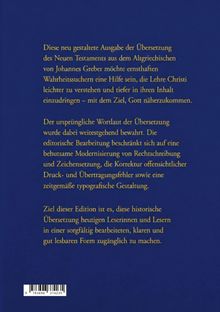 Text beschreibt eine neu gestaltete Ausgabe einer Übersetzung des Neuen Testaments von Johannes Greber.