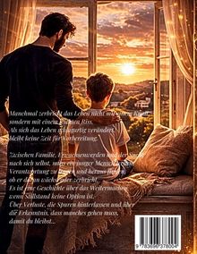 Ein Mann und ein Junge schauen aus einem Fenster auf einen Sonnenuntergang. Der Text beschreibt Veränderungen im Leben.