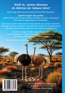 Text oben: "Weißt du, welches Geheimnis die Mädchen der Südzone hüten?" 

Zwei Strauße stehen in einer Savannenlandschaft, umgeben von Eiern.