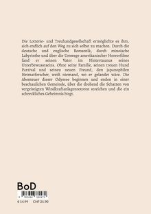 Text beschreibt eine persönliche Reise, beeinflusst von Romantik und Horror, mit Odyssee-Abenteuern in einer geheimnisvollen Gemeinde. Unten ein Preis: € 14.99 CHF 21.90.