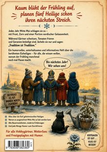 „Kaum blüht der Frühling auf, planen fünf Heilige schon ihren nächsten Streich.“ Fünf Personen stehen und schauen in die Ferne.