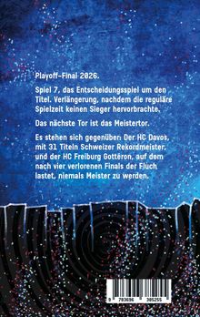 Playoff-Final 2026, Spiel 7 in Verlängerung. HC Davos gegen HC Freiburg. Blau-schwarzer Hintergrund mit Punkten.