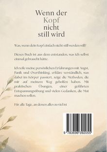 Ein Buchcover mit dem Titel "Wenn der Kopf nicht still wird" und beruhigenden Naturillustrationen.