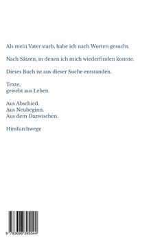 Texte über Verlust und Neuanfang. Buchcode unten. Weißer Hintergrund, schlichte Gestaltung.