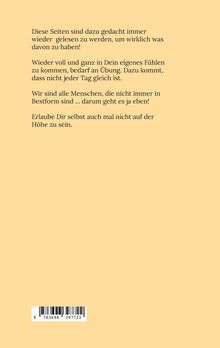 Texte ermutigen, Gedanken zu wiederholen, Gefühle zu üben und akzeptieren, nicht immer in Bestform zu sein. Pastellgelber Hintergrund.