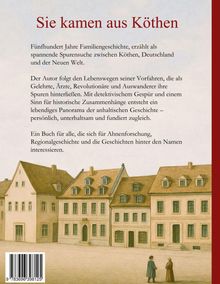 "Sie kamen aus Köthen" - Ein Buch über 500 Jahre Familiengeschichte. Illustration von historischen Häusern.