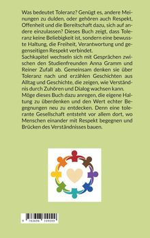 Ein Text erklärt Toleranz und Respekt. Unten ein Logo mit bunter Menschenkette um ein Herz.