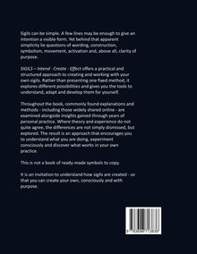 Texte über Sigillen, ihre Erstellung und Nutzung für klare, bewusste Absichten. Ein strukturierter Ansatz zum Experimentieren. Rechteckiger Barcode unten rechts.