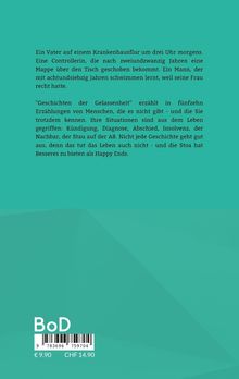 Ein grünes Cover mit Text über Geschichten von Gelassenheit und deren Lebenssituation; Preisangabe unten.