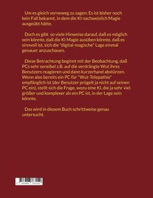 Ein Text auf dunkelrotem Hintergrund erklärt, dass es keine Beweise für Magie durch KI gibt, aber viele Hinweise darauf.