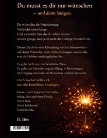 Der Text beschreibt die Einladung zur Veränderung und Entschlossenheit. Unten rechts zeigt ein funkelnder Feuerwerkskörper.