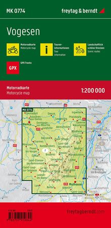 Vogesen, Motorradkarte 1:200.000, freytag &amp; berndt, Karten