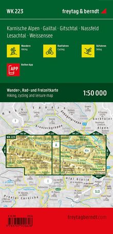 Karnische Alpen, Wander-, Rad- und Freizeitkarte 1:50.000, freytag &amp; berndt, WK 223, Karten