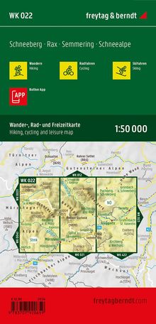 Schneeberg - Rax, Wander-, Rad- und Freizeitkarte 1:50.000, freytag &amp; berndt, WK 022, Karten