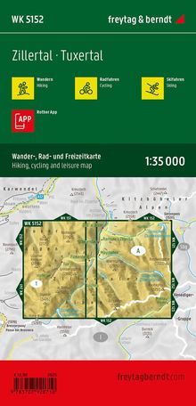 Zillertal, Wander-, Rad- und Freizeitkarte 1:35.000, freytag &amp; berndt, WK 5152, Karten