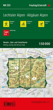 Lechtaler Alpen - Allgäuer Alpen, Wander-, Rad- und Freizeitkarte 1:50.000, freytag &amp; berndt, WK 351, Karten