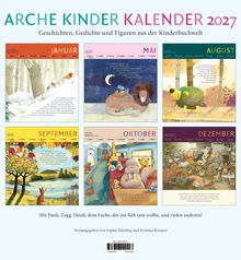 ARCHE KINDER KALENDER 2027, mit Geschichten aus der Kinderbuchwelt. Januar bis Dezember mit farbenfrohen Illustrationen.