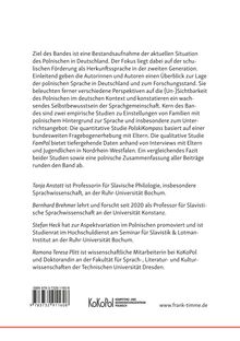 Text beschreibt Studien zur polnischen Sprache in Deutschland. Erwähnt vier Wissenschaftler und deren Institutionen. Unten ist ein Logo.