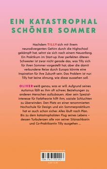 EIN KATASTROPHAL SCHÖNER SOMMER  
Oben in großen grünen Buchstaben. Darunter folgt eine Buchbeschreibung über Tillys und Olivers Sommerabenteuer.