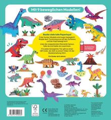 "Mit 9 beweglichen Modellen! Bastle viele tolle Papertoys! Für Kinder ab 6 Jahren." Verschiedene bunte Dinosaurier.