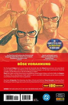 "Böse Vorahnung", Flash kämpft gegen Eclipso, um die Erde zu retten. Illustration: Mehrere Figuren mit roten Masken salutieren.