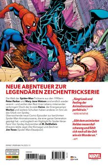 NEUE ABENTEUER ZUR LEGENDÄREN ZEICHENTRICKSERIE. Bild: Spider-Man kämpft gegen Figuren in einer urbanen Umgebung.