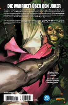 Die Wahrheit über den Joker. Enthält: Batman (2016) 139-144. Illustration: Grinsender Joker mit irrem Blick in Nahaufnahme.