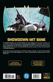 SHOWDOWN MIT BANE: Beschreibung von Batmans unerbittlichem Kampf gegen Bane, unterstützt von Catwoman und anderen. Illustration.