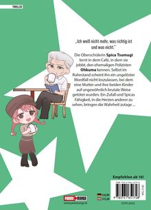 „Ich weiß nicht mehr, was richtig ist…“ Manga-Illustration: Älterer Mann mit Tasse, junge Frau mit Zöpfen in Café.