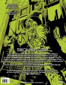 Texte: "TERROR ÜBER GOTHAM", "GeekDad", "Nerd Initiative". Illustration: Unheimliche Figur mit Spritze vor Gebäuderuine.