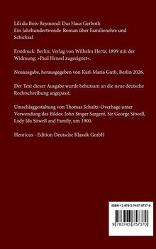 Titel: "Das Haus Gerboth". Roman über Familienehre und Schicksal. Neuauflage Berlin 2026, angepasst an neue Rechtschreibung.