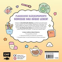 "Flauschige Glücksmomente, genieße das süße Leben!" Umgeben von niedlichen Illustrationen und Details.