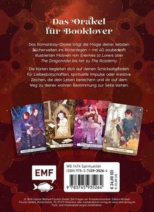 "Das Orakel für Booklover" steht oben. Weiter unten werden Karten beschrieben, die Romantasy-Motive wie "The Academy" zeigen.