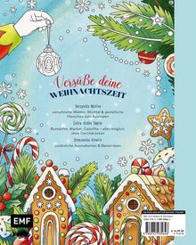 „Versüße deine Weihnachtszeit.“ Ein illustriertes Cover mit Weihnachtsszenen, Lebkuchenhäusern und festlichen Motiven.