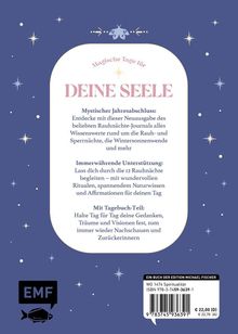 Text: Magische Tage für DEINE SEELE. Mystischer Jahresabschluss. Immerwährende Unterstützung. Mit Tagebuch-Teil. Hintergrund: Sterne. Logo: EMF.