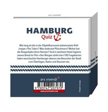 Text über "Hamburg Quiz" mit Themen und Fragen zur Geschichte und Kultur der Stadt. Rotes Ankermotiv.