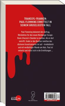 Transsyl-Franken: Paul Flemming ermittelt. Roter Hintergrund, Blutstropfen-Design, Krimi-Logo unten links.