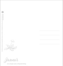 Januar; 01.01. Neujahr, 06.01. Heilige Drei Könige. Illustration: gezeichneter Löwenzahn. Links Felder für Text.