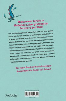 Ein Tentakel ragt aus dem Wasser. Text: Willkommen zurück in Moderberg, dem gruseligsten Ferienort der Welt!
