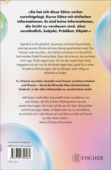 „Kurze Sätze mit einfachen Informationen. Subjekt, Prädikat, Objekt.“ Blurb über Frauen, Intuition, Griechenland. Fischer Logo.