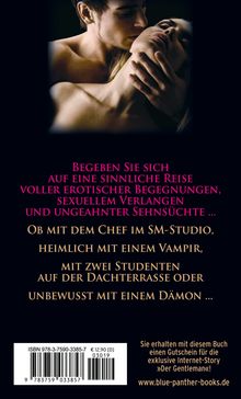 "Begeben Sie sich auf eine sinnliche Reise voller erotischer Begegnungen..." Ein Mann und eine Frau in enger Umarmung.