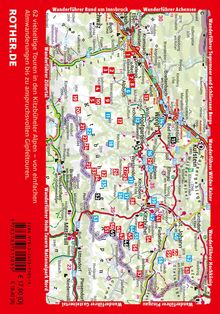 62 vielseitige Touren in den Kitzbüheler Alpen. Detailreiche Karte mit Wanderwegen und geografischen Markierungen.