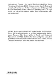 "Heiteres und Ernstes" - Gedichtband von Herbert Mamat, Infos zu bisherigen Veröffentlichungen und ein Barcode unten.